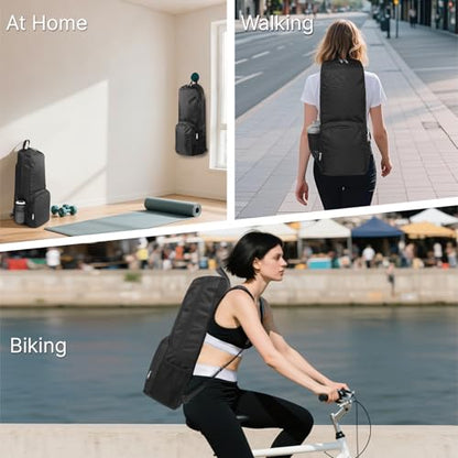 Yoga Mat Bag Carrier Backpack with Multi Pockets | Yoga Mat Holder Waterproof & Zipper Closure, Water Bottle Pocket, Large Capacity, Multipurpose Use - color: Black