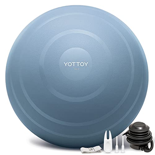 YOTTOY Anti-Burst Exercise Ball for Working Out, Yoga & Pregnancy, Extra Thick Workout Ball for Physical Therapy & Fitness - color: blue, size: 26IN/58-65cm