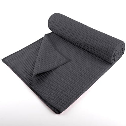 HOMEXCEL 2PK Yoga Mat Towels for Hot Workout, Ultra-Absorbent, 26.5" x 72" - color: Grey