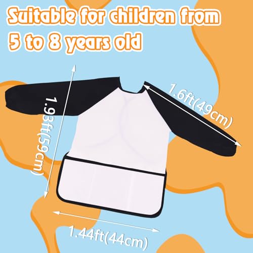Zkptops 2 Pack Kid Art Smocks Waterproof Kids Painting Aprons Toddler Art Smock Kids Paint Smock with Long Sleeve 3 Roomy Pockets for Age 3-7 Years(White) - color: Y 2 Pack White