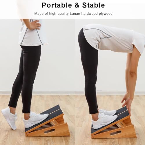 StrongTek Wooden Slant Board, Extra-Large 16 x 18 in, 5 Adjustable Angles | Standard and XL Sizes, Full or Partial Non-Slip Surfaces, Side Carry Handle, Calf and Ankle Stretching, Squats and Rehab - style: Extra-Large