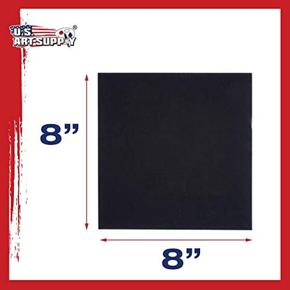 U.S. Art Supply 8 X 8 Inch Black Art Canvas Board Panels 6 Pack - 8 Ounce Heavyweight Cotton Acid Free Canvases for Painting Acrylics and Watercolor (1 Case of 6 Single Canvas Painting Panels) - size: 8" x 8"