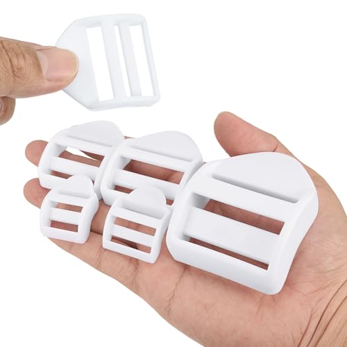 uxcell Plastic Ladder Slider Adjustable Buckles | Tension Lock Tri-Glides for Belt Backpack Straps Part Replacement - color: White, size: 3/4"