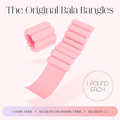 Bala Bangles Wrist & Ankle Weights for Women & Men, Home Gym Equipment - color: Blush, size: 1 LB