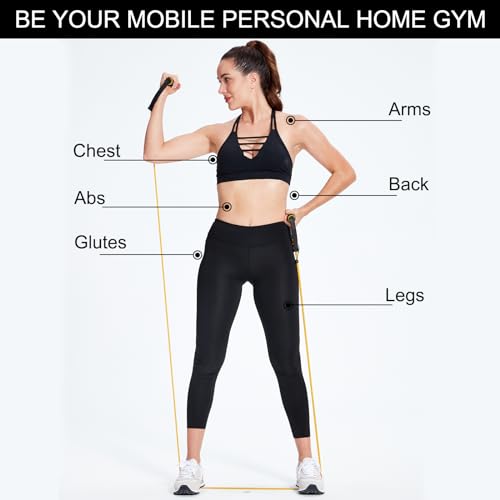 ZHIAMZ Exercise Bands with Handles, Resistance Tube & Door Anchor | Physical Therapy & Rehab, Natural Rubber Tube, Adjustable, D-Handles, Strength, Pilates, Workout - color: Red(Light)