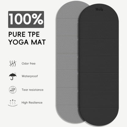 WeiLa Foldable Yoga Mat,10mm Extra Thick,Extra Long (75"x26") for Women&Men - color: Black & Grey