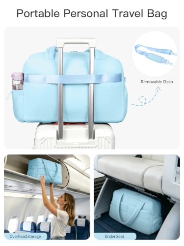 Gitus Travel Duffle Bag for Women Puffer Weekender Bags Carry on Gym Bag - color: Icing Blue