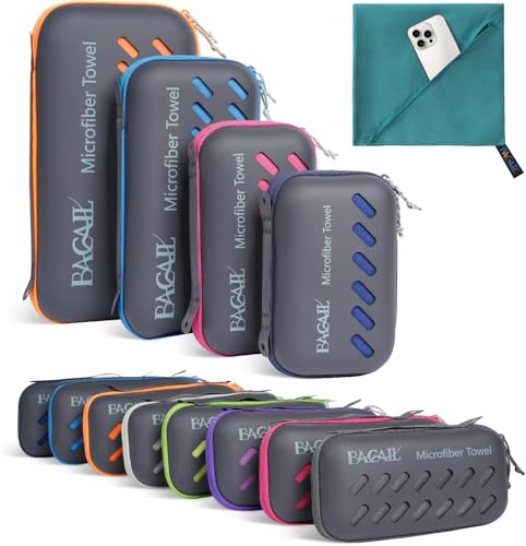 BAGAIL Camping Towel with EVA Case, Compact & Ultra Soft Microfiber Travel Towel - Super Absorbent & Lightweight Quick Dry Towels for Sports, Beach, Gym, Backpacking, Hiking and Yoga - color: Teal, size: XXXL - 40" x 80"