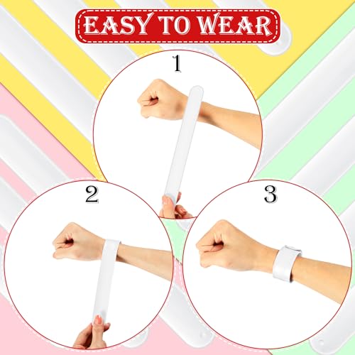 Gemscream 12 Pcs Silicone Slap Bracelets DIY Slap Bands Party Favors Bulk Blank Soft Wristband Wrist Snap Band for Craft Project DIY Painting Birthday Party Halloween Christmas - color: White