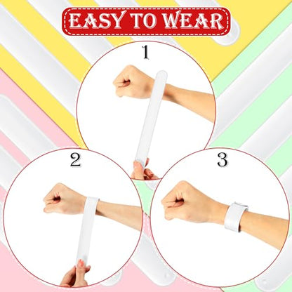Gemscream 12 Pcs Silicone Slap Bracelets DIY Slap Bands Party Favors Bulk Blank Soft Wristband Wrist Snap Band for Craft Project DIY Painting Birthday Party Halloween Christmas - color: White