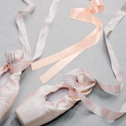 LIFKOME 2 Pack Pink Satin Ribbon 94Inch Ballet Pointe Shoe Satin Ribbon Ballet Flats Shoes Ribbon Yoga Shoes Strap Ribbon Satin Pink Shoes Elastic Shoes Laces for Women Girl