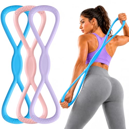 3 Pcs Figure 8 Resistance Bands, Exercise Bands for Stretching