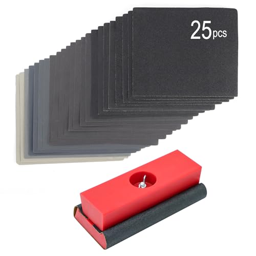 SCOTTCHEN 핸드 샌딩 블록 자동 바디, 사포 목공 가구 샌더 핸드 툴 25개, 그릿 120~3000 - style: 플라스틱 1팩