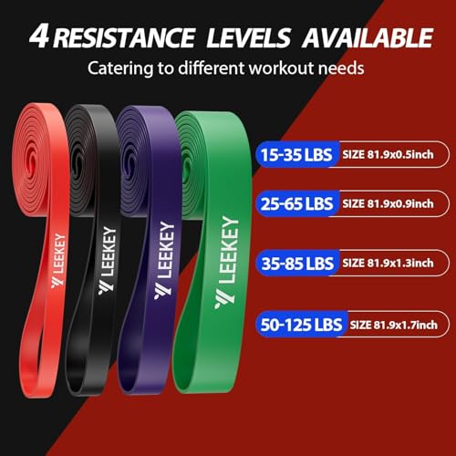 Resistance Bands for Pull Up Assist, Stretch Bands & Exercise Workout Set - color: 15-125LBS COLOR+Grip
