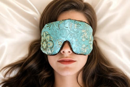 Handmade Opulence Yoga Eye Pillow - Weighted Flaxseed Fill, Unscented, Satin & Velvet, Adjustable Strap - Ideal for Meditation & Restful Sleep - Blue Lagoon - TEMF-BL - color: Blue Lagoon
