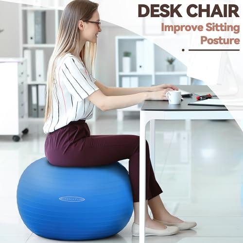 Fitvids Anti-Burst and Slip Resistant Exercise Ball Yoga Ball Fitness Ball Birthing Ball with Quick Pump - color: Blue, size: S(15-18in/38-45cm)