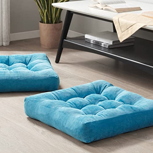 Floor Pillows Set of 2, Large Meditation Cushion for Adults, 22 Inch Square - color: Square | Turquoise | 2 Pack, size: 2 Pack