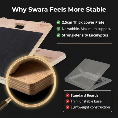 Swara 12.6″ Wooden Slant Board for Calf Stretching & Exercise (Board only) | Adjustable Eucalyptus Incline Board for Squats, Calf Stretching, Ankle Mobility & Physical Therapy; Foldable, 400lb Capacity - size: 12.6 Inch