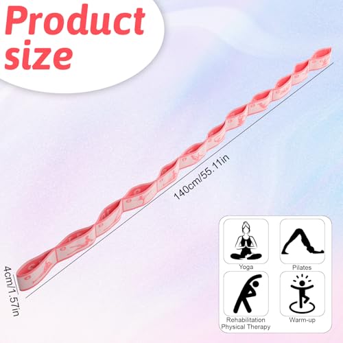 12 Loops Yoga Band, Yoga Bands for Stretching Stretching Bands Stretch Straps with Loops for Dance, Gymnastics, Physical Therapy, Flexibility & Resistance Training, Ballet, Latin Workouts