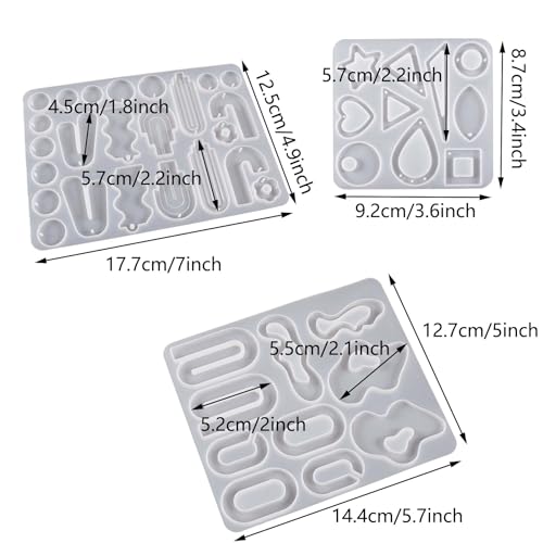Attuslla 6 PCS Resin Earring Molds Silicone Jewelry Earring Molds Epoxy Resin Molds DIY Craft with Ear Hooks, Jump Rings for DIY Women Earrings, Pendants, Rings, Jewelry Craft Supplies - color: Style B