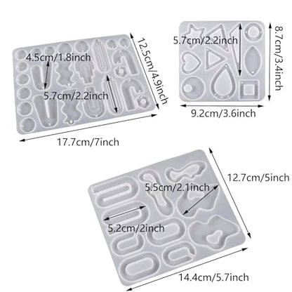 Attuslla 6 PCS Resin Earring Molds Silicone Jewelry Earring Molds Epoxy Resin Molds DIY Craft with Ear Hooks, Jump Rings for DIY Women Earrings, Pendants, Rings, Jewelry Craft Supplies - color: Style B