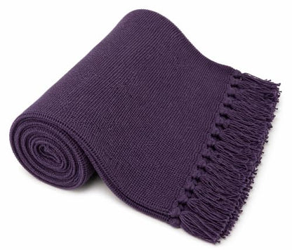 Kakaos Solid Color Cotton Yoga Blankets with Matching Tassels (Purple) - color: Purple