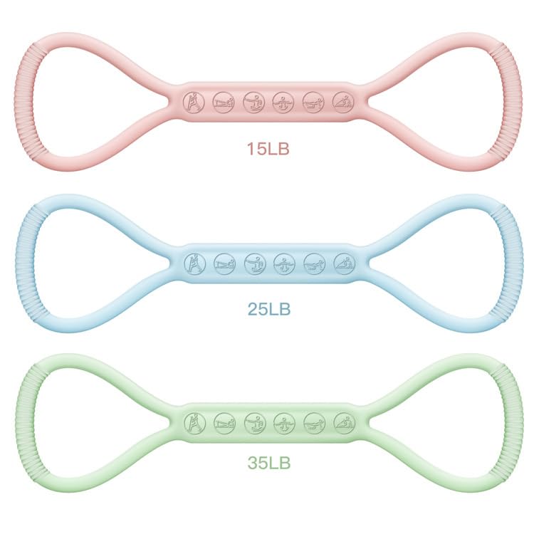2026 Upgraded Figure 8 Resistance Band for Physical Therapy, Shoulder Back Arm Exercise Bands, 3 Resistance Levels for 15 25 35lb for Kids Adult Elderly - color: 15LB+25LB+35LB