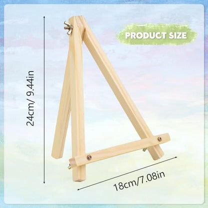 16 Pack 9 Inch Easel for Painting, Wooden Easel Stand Canvas Stand | Smooth Wood, Folds Flat for Storage, for Canvases, Photos, Signs, Weddings, Classrooms, Home Décor