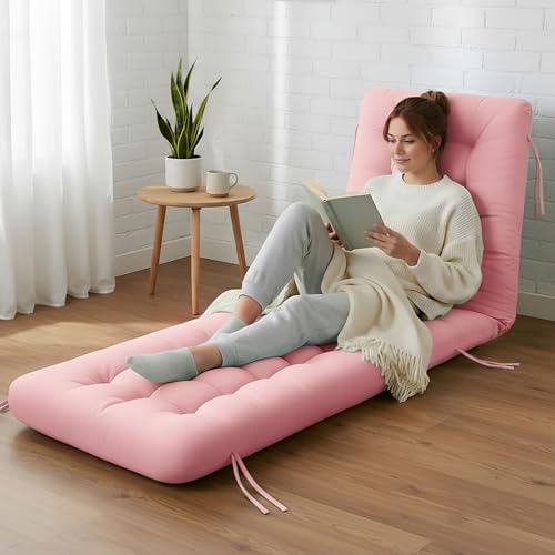 Vercraft Long Floor Cushion Large Floor Cushion with Brushed Cotton Jumbo Lounger Pillow for Outdoor Indoor Bay Window Meditation Yoga Reading Sleeping(Pink) - color: Pink