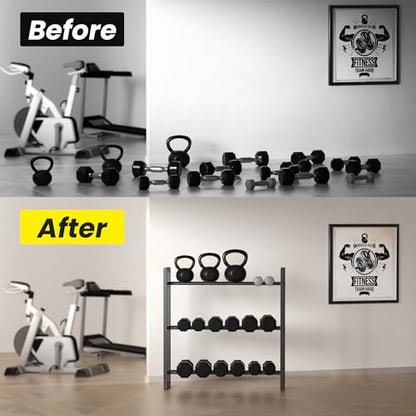 3 Tier Dumbbell Rack, Weight Rack for Home Gym - size: 3 Tier