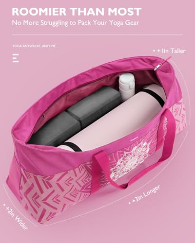 Gonex Yoga Mat Bag, Extra Canvas Gym Bag with Waterproof Pocket Metal Zipper, Fits Mat & Blocks, Stylish Yoga Mat Carrier for Women, Ideal for Yoga, Pilates, Workout, Travel - color: Rose Red