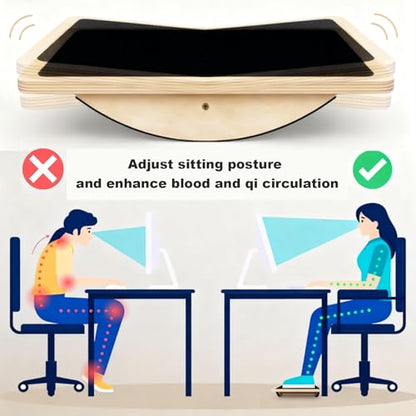 Rocker Board for Physical Therapy | Professional Adult Balance Board | Anti-Slip Wood Standing Desk Balance Board for Core Strength, BAPS & Slack Board Alternative (Suitable for Men & Women)