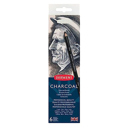 Derwent Charcoal Pencils, Metal Tin, 6 Count (0700838) - size: 6 Count (Pack of 1), style: Metal Tin