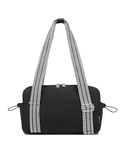 Small Gym Bag for Women Mini Duffle Bag with Guitar Strap, Lightweight Waterproof Cute Tote with Wet Compartment for Girls Workout Sport Travel, Black - color: Black-straps