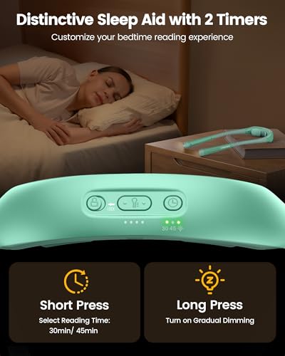 Glocusent Neck Light with Timer, 100 Hours Book Light for Bedtime Reading | Neck Reading Light, 3-Color, 5 Brightness, Bendable, Ergonomic, 1600mAh, Rechargeable, Eye Care, Sleep Aid, Travel Lock, Gift - color: Mint Green