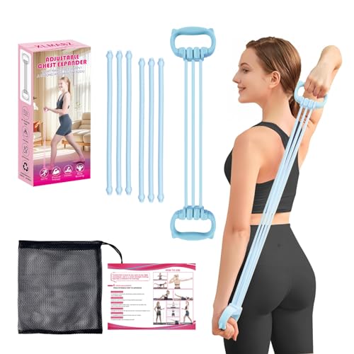 6 Gear Adjustable Resistance Bands, Fitness Resistance Bands Exercise Bands with Comfort Grips, Unisex, for Arms, Chest Extender, Home Workout, Fitness, Pilates - color: Blue