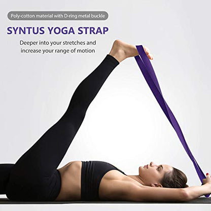 Syntus Yoga Block & Strap Set for Fitness, Pilates, Stretching and Toning - color: Purple