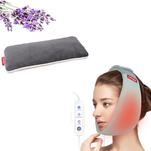 Face Heating Pad for TMJ Pain Relief, USB Heated Face Wrap for Jaw, and Lavender Weighted Eye Pillow for Yoga