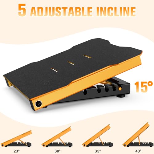 Steel Slant Board Calf Stretcher, 600 Lbs Weight Capacity 5-Level Adjustable Incline Board Squat Wedge Achilles Ankle Stretcher Non-Slip Surface for Squat, Fitness, Physical Therapy - color: Yellow
