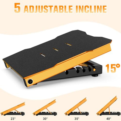 Steel Slant Board Calf Stretcher, 600 Lbs Weight Capacity 5-Level Adjustable Incline Board Squat Wedge Achilles Ankle Stretcher Non-Slip Surface for Squat, Fitness, Physical Therapy - color: Yellow