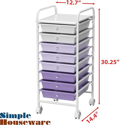 Simple Houseware 8 Drawers Rolling Utility Cart Art Craft Storage, Purple - color: Purple, size: 8 Drawers
