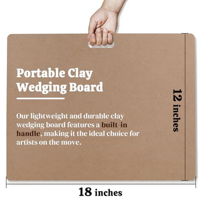 Calpalmy Clay Wedging Board with Convenient Built-in Handle - 12 x 18" Portable Clay Board for Ceramics, Clay Crafts, and Pottery - Sturdy 9mm Thickness MDF Tote Board for Clay Art Enthusiasts - size: 18"x12" (9mm thick)