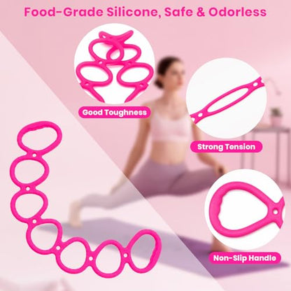 7 Ring Adjustable Resistance Bands, Workout Stretch Fitness Resistance Exercise Band with 7-Level, Ideal for Women Men Yoga/Pilates/Physical Therapy/Home Gym for Arm/Shoulders/Foot/Leg Fitness - color: Pink