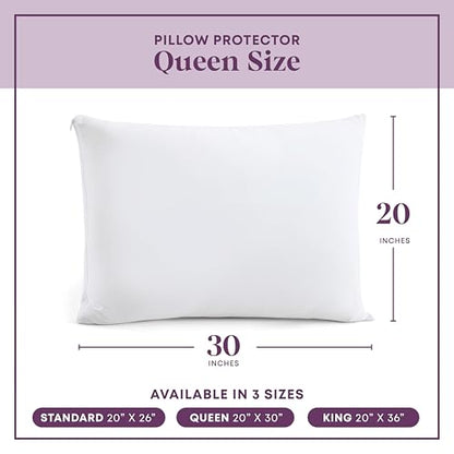 CirclesHome Pillow Protectors 8 Pack Queen Zippered - 100% Cotton Breathable Pillowcases - Protects Pillows from Dirt, Dust and Debris (Queen- Set of 8 - 20x30) - color: 1 - White, size: Queen (20 x 30 inches) - Set of 8