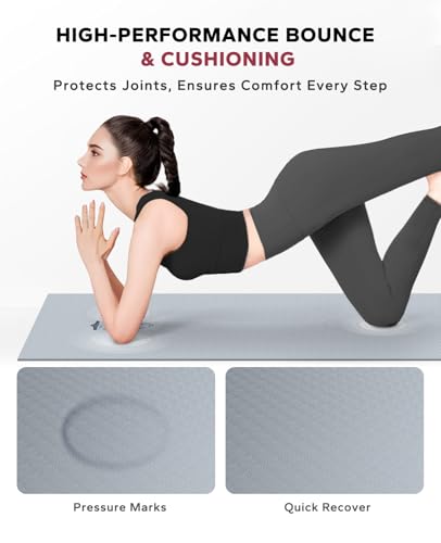 HAPBEAR Large Yoga Mat - 72"x36" Extra Wide Exercise Mat - 1/4" Thick Dual Color PVC | Anti-Slip Surface & High Cushioning - Ideal for Yoga, Pilates & Home Workouts - Bonus Mesh Bag - color: Gray/Black