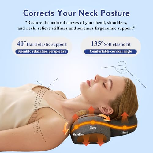 3 in 1 Heated Neck Massage Pillows with Heat for Pain Relief Deep Tissue, Cervical Neck Hump Corrector, Plug-in Pillow Supports