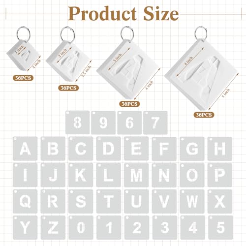 Affrolling 144 Pcs Letter Number Stencils Reusable,1,2,3,4 Inch,Regular | Alphabet Number Templates for Painting Wood Walls Signs, Great in DIY Crafts Teaching, Durable Plastic with Repeated Use - size: 1,2,3,4 Inch, style: Regular