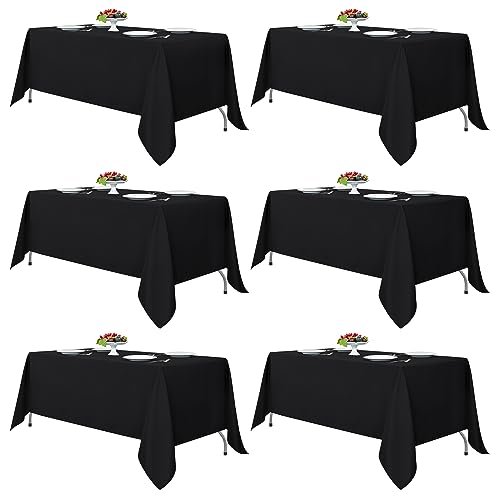 Fitable 6 Pack Black Tablecloths 70x108 Inch for 6 Foot Rectangle Tables | Stain & Wrinkle Resistant, Washable Polyester Cloth Covers for Wedding Party Dining Banquet Event Catering Reception - color: Black, size: 70x108 in, 6 Pack