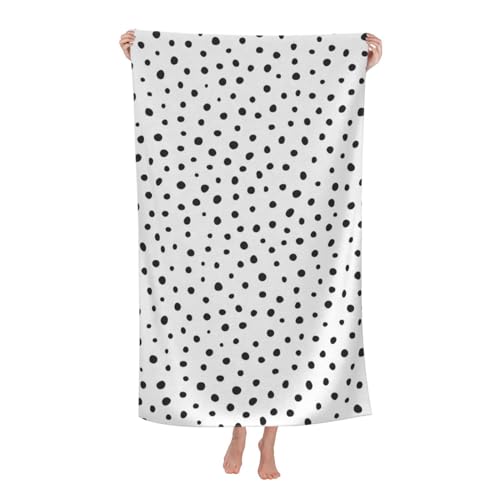 VOOHDDY Polka Dot Spot Black White Trendy Beach Towel Soft Absorbent Microfiber Quick Dry Large Bath Towels for Bathroom Women Girls Pool Camping Travel Swimming Picnic Sports - color: Polka Dot Spot Black White Trendy