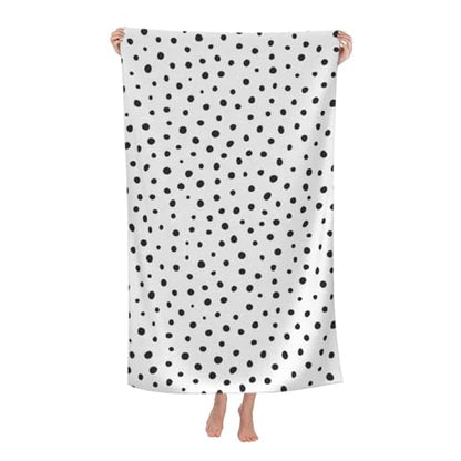 VOOHDDY Polka Dot Spot Black White Trendy Beach Towel Soft Absorbent Microfiber Quick Dry Large Bath Towels for Bathroom Women Girls Pool Camping Travel Swimming Picnic Sports - color: Polka Dot Spot Black White Trendy